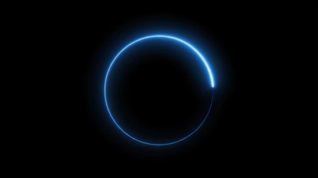 Glowing blue incomplete circle on a dark background