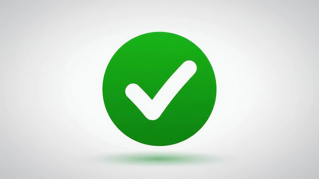 Green checkmark symbol glowing with a soft light on a white background