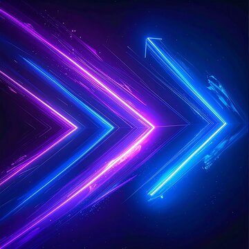 A neon-lit abstract image with chevron patterns