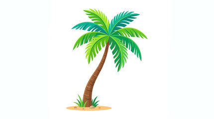 Obraz premium Vibrant Green Palm Tree Illustration on White Background.
