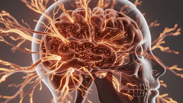 Human brain with electric sparks