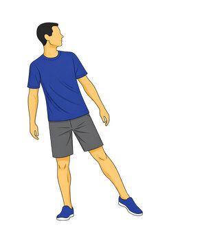 Standing Weight Shift Balance Control Exercise Flat Vector Illustration, Functional Movement Training with Copy Space