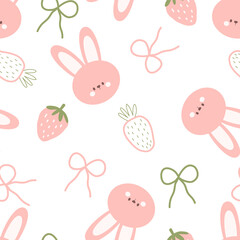 Fototapeta premium seamless pattern with rabbit animal cute cartoon fabric design 