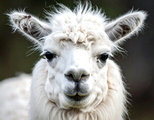 Fototapeta premium Close-up of a White Alpaca with a Curious Expression.