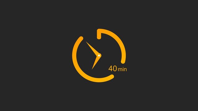 40 Min clock icon illustration. 40 minutes timer clock icon 4k illustration on a black background.