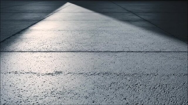 A gray concrete floor with a shadow cast across it in a modern setting 4k video