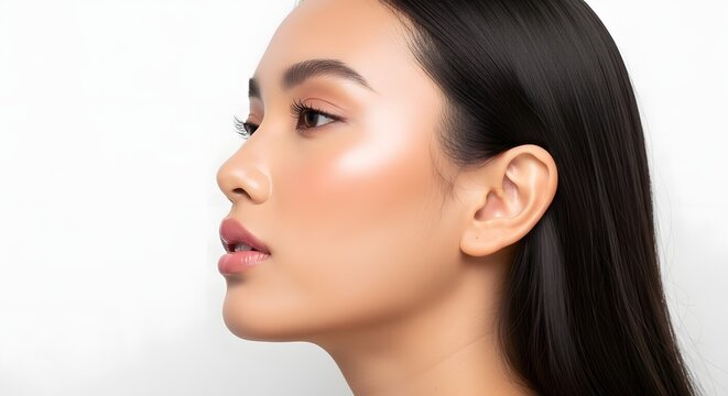 Beauty Portrait of a Young Asian Woman, Side View