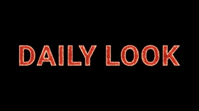 Daily Look Text Glowing Neon Reveal Animation Orange Isolated On Black Background