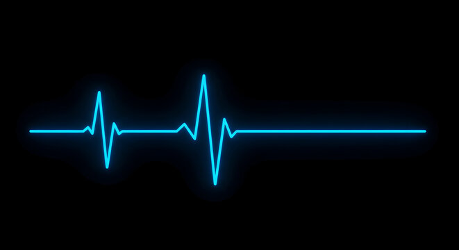 Vibrant Blue Electrocardiogram (ECG) Heartbeat Waveform Displaying a Life-Defining Pulse Pattern in a Modern Health Monitoring Context