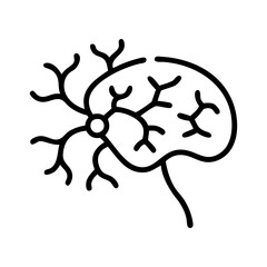 Obraz premium Minimalist brain neuron icon vector, human mind and neural network symbol, black line art of cerebral cortex and nervous system, mental health concept