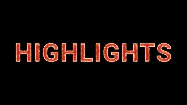 Highlights Text Glowing Neon Reveal Animation Orange Isolated On Black Background