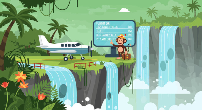 Monkey programmer coding on a computer screen in a jungle setting.