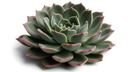 Fototapeta premium Close up view of a healthy green succulent plant with pinkish red edges in natural light