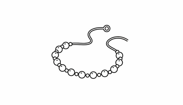 Hand-drawn illustration of a beaded bracelet with a string and loop closure on a white background