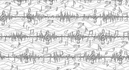 Fototapeta premium A vector graphic illustration of a complex waveform pattern in a minimalist design style