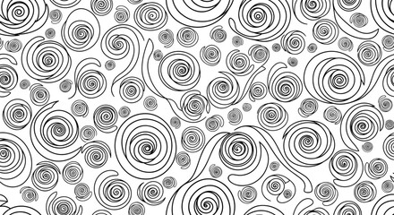 Fototapeta premium A minimalist black and white vector graphic illustration of swirling spiral shapes on a white background