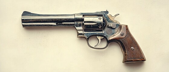 Vintage Revolver Isolated on Neutral Background for Artistic Use