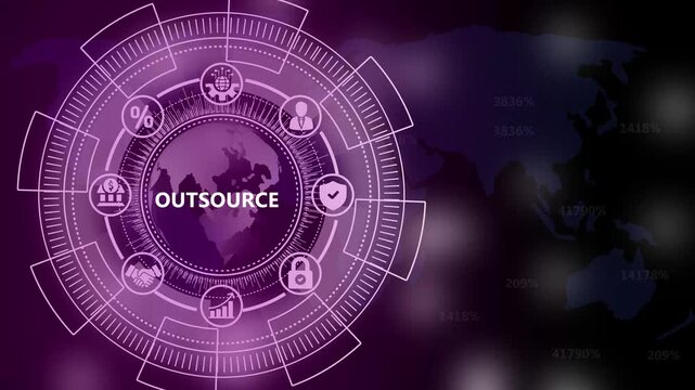 Outsourcing Business Concept with Digital Interface and Global Map Background outsource business process