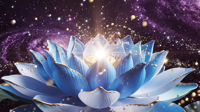 Blue lotus flower in cosmic background