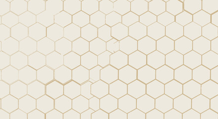 Fototapeta premium Abstract Hexagonal Pattern Background, Geometric Honeycomb Texture, Light Beige and Gold