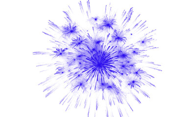 Obraz premium Purple firework burst isolated on white background, vibrant violet pyrotechnic explosion, festive holiday firework display for celebration design