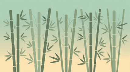 Fototapeta premium A serene flat vector illustration of a bamboo forest at sunset or sunrise