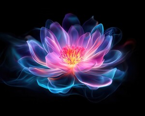 Surreal cosmic flower blooming from nebula particles, organic galaxy art