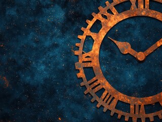 Galaxy nebula shaped like clock gears, time and universe metaphor