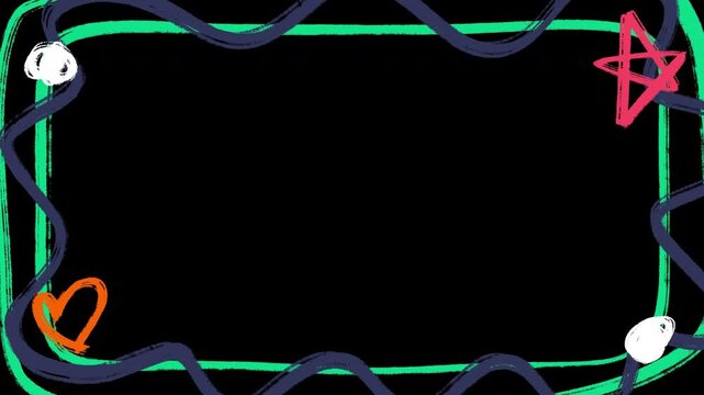 Hand drawn border frame animation on transparent background