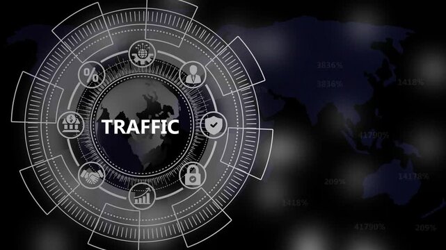 Digital Traffic Generation Concept With Global Network And Icons digital marketing website traffic