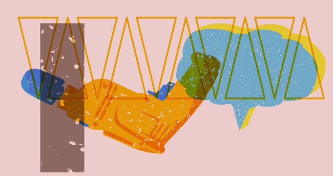 Risograph Drill, Power Tool and speech bubble with geometric shapes animation. Moving object in trendy riso graph design video.