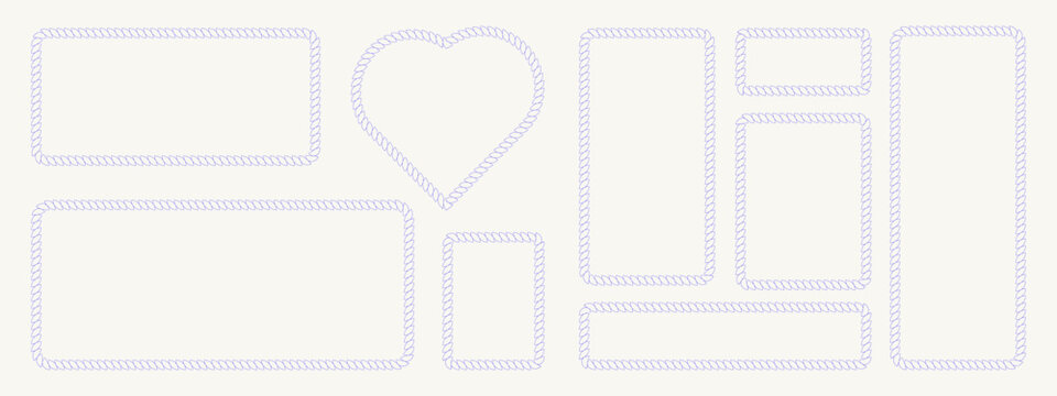 Set of rope frames in different shapes