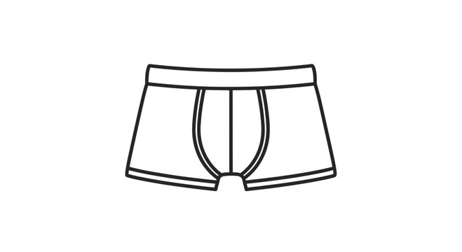 Boxer Briefs Icon, Men's Underwear Line Art, Simple Vector Illustration