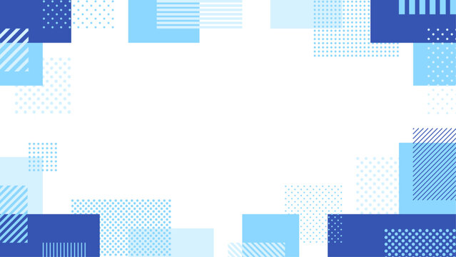 青と水色のドットとストライプの四角形のフレーム