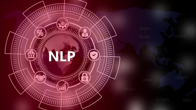 Digital Network of Global Business and Technology with NLP Concept Natural Language Processing