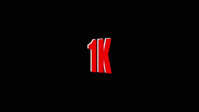 1 K milestone achievement symbol red numeric one thousand.