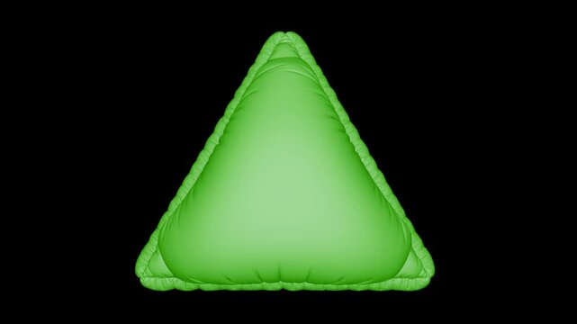 Green 3D inflatable triangle shape icon on transparent background 