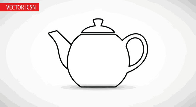 Simple Line Art Teapot Icon Vector Illustration