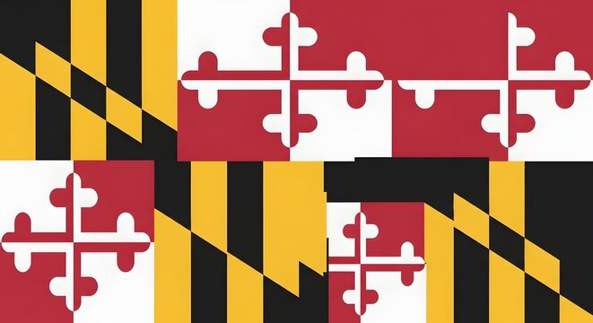 Preakness Stakes theme with Maryland state flag in bold colors and