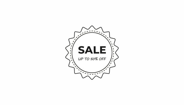 Sale Tag: Up to 50% Off Discount Badge, Special Offer, Retail Promotion