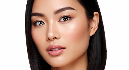 Fototapeta premium Portrait of a Beautiful Asian Woman with Glowing Skin