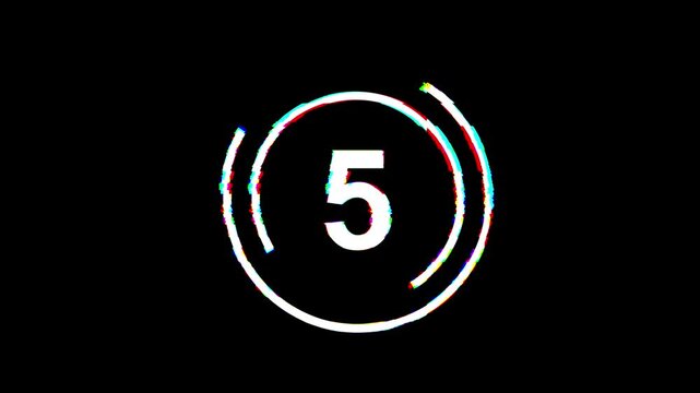 4k video 10 second countdown glitch doble circle line