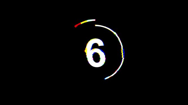 10 second countdown glitch doble wipe circle line effect 4k video