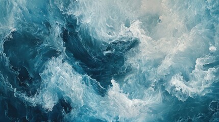 Obraz premium Turbulent ocean waves with swirling blue and white water