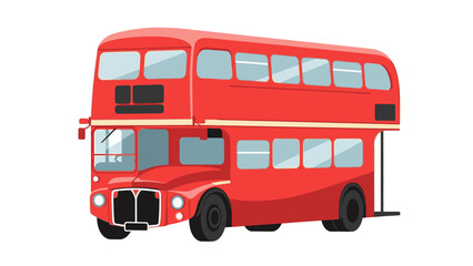 Illustration of a red double-decker bus with a white background, viewed from the side, showcasing its distinctive two-story design and multiple windows.