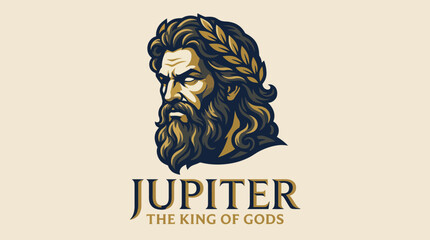 This logo showcases a powerful depiction of Jupiter, the king of gods, featuring intricate details that evoke a sense of majesty, mythology, and artistic craftsmanship. © zhen