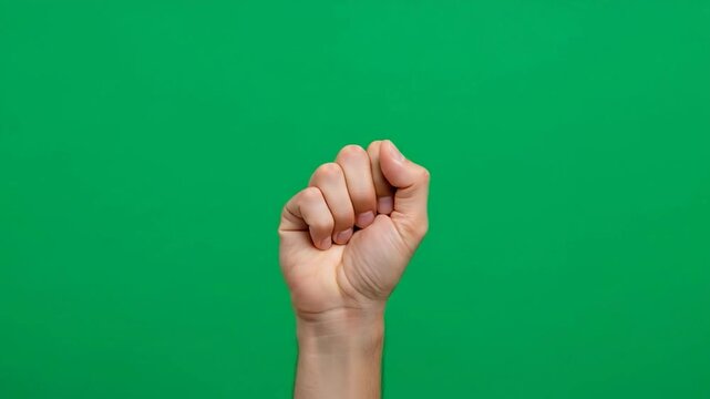 Hand gestures on green background.