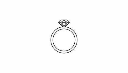 Fototapeta premium Elegant Diamond Engagement Ring Icon, Minimalist Line Art, Symbol of Love and Marriage