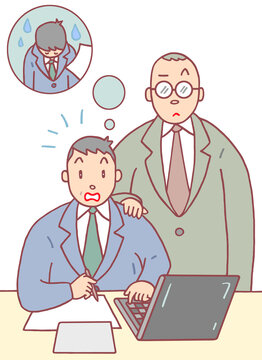労働問題のイラスト - 肩たたき・リストラ勧告・人員整理