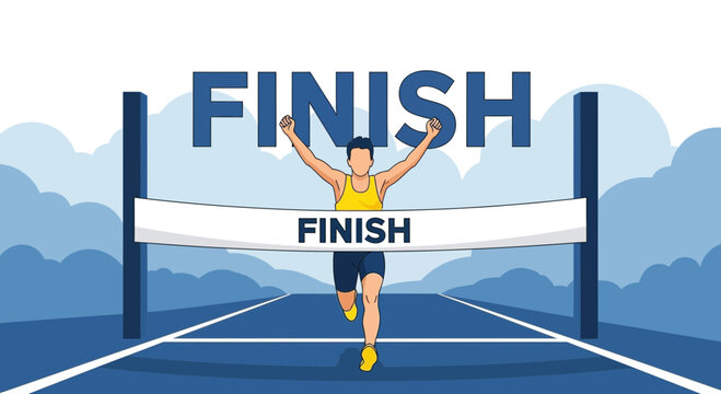 Athlete Crosses Finish Line In Triumph